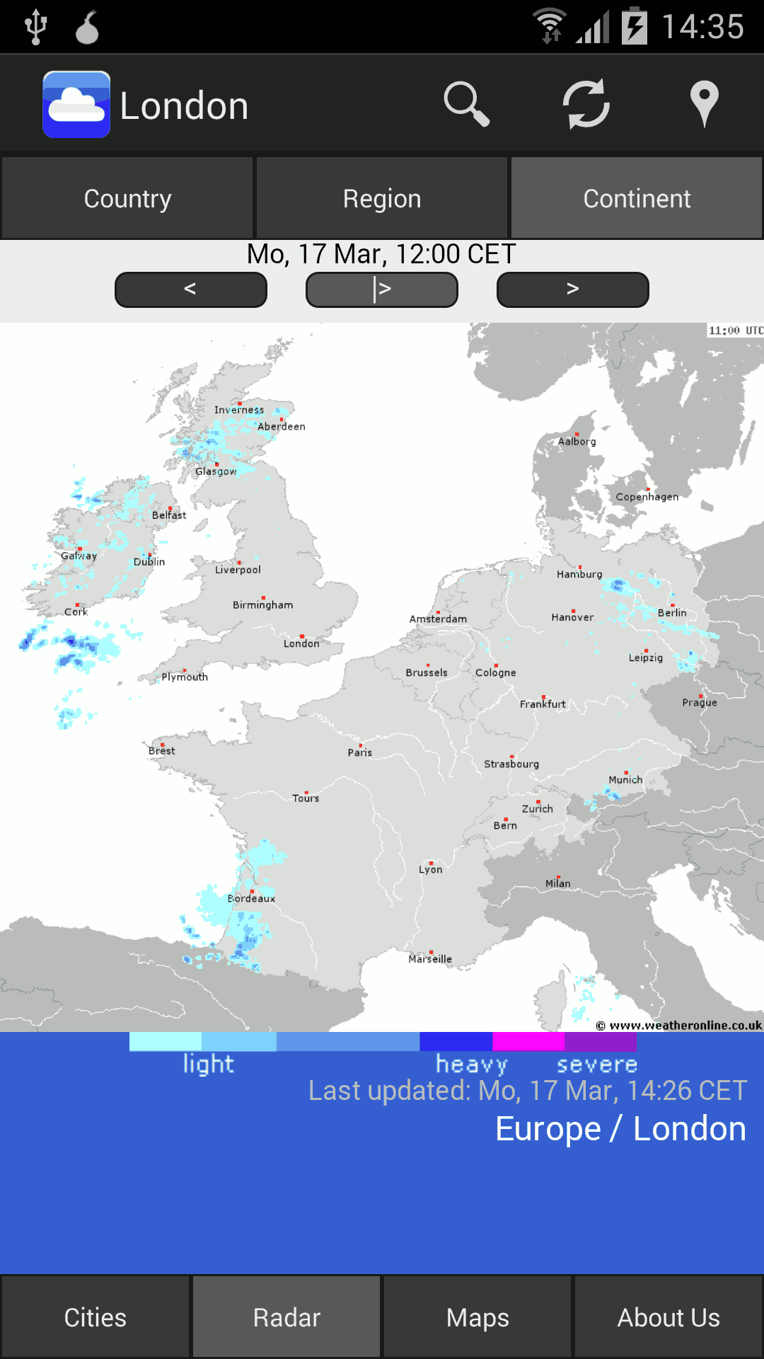 radar continent