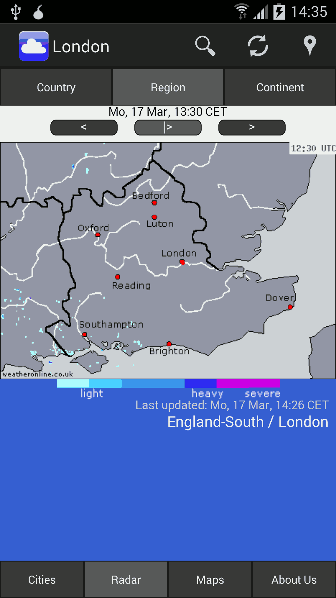 radar region